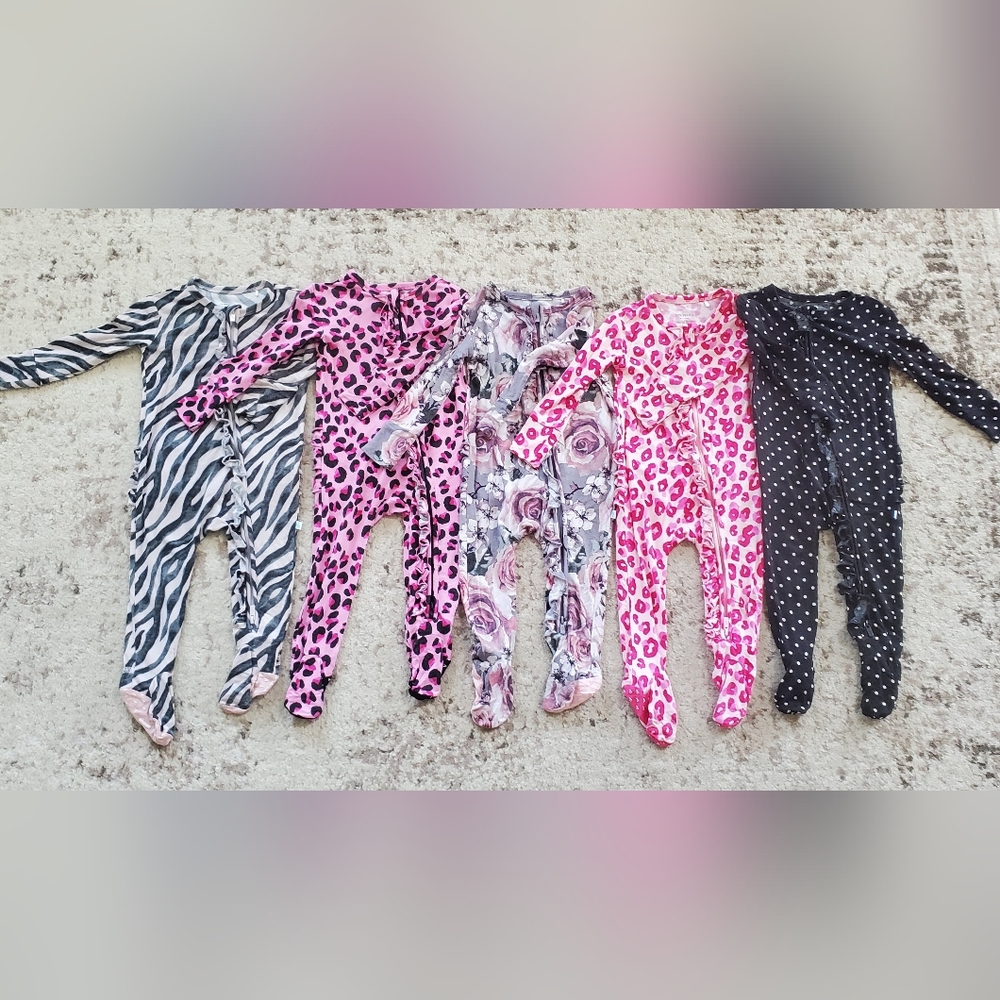 Posh Peanut 6-9M Bianca, Koko, Daphne, Lilly, Ashley Ruffled footie bundle 6-9 m